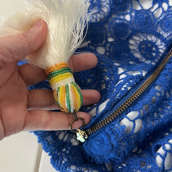 6 Shore Road by Pooja Sunset Beach Bag Lace Doily Design Shoulder Bag Tassel - Picture 5 of 11